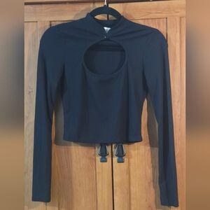 Princess Polly Black Long Sleeve Crop Top